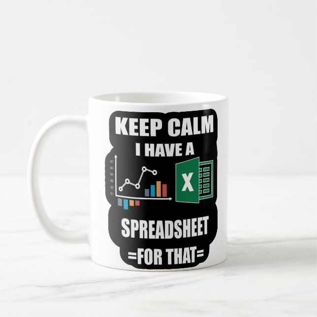 Spread Sheet Mug, Excel Mug Shortcut, Mug Excel,  (Left)