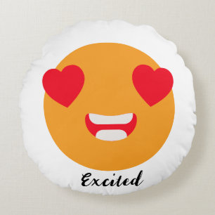 Spread Smiles on Emoji Day: Excited Emoji Round Cushion