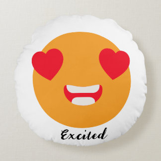 Spread Smiles on Emoji Day: Excited Emoji Round Cushion