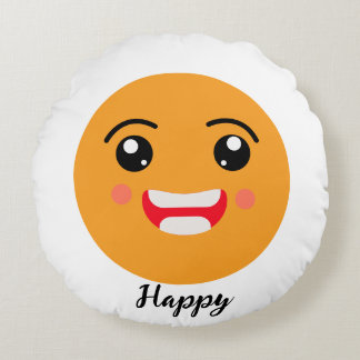 Spread Smiles on Emoji Day: Happy Emoji Collection Round Cushion