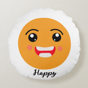 Spread Smiles on Emoji Day: Happy Emoji Collection Round Cushion