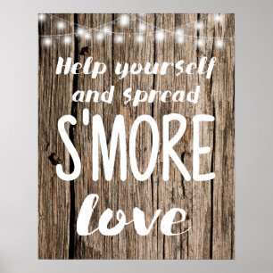 Spread S'mores Love Wedding Sign String lights
