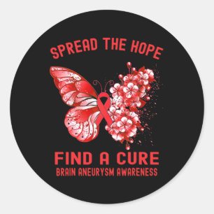 Spread The Hope Find A Cure Brain Aneurysm Awarene Classic Round Sticker