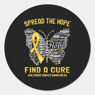 Spread The Hope Find A Cure Childhood Cancer Aware Classic Round Sticker