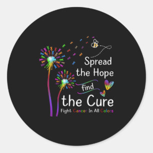 Spread The Hope Find The Cure Colours Cancer Aware Classic Round Sticker