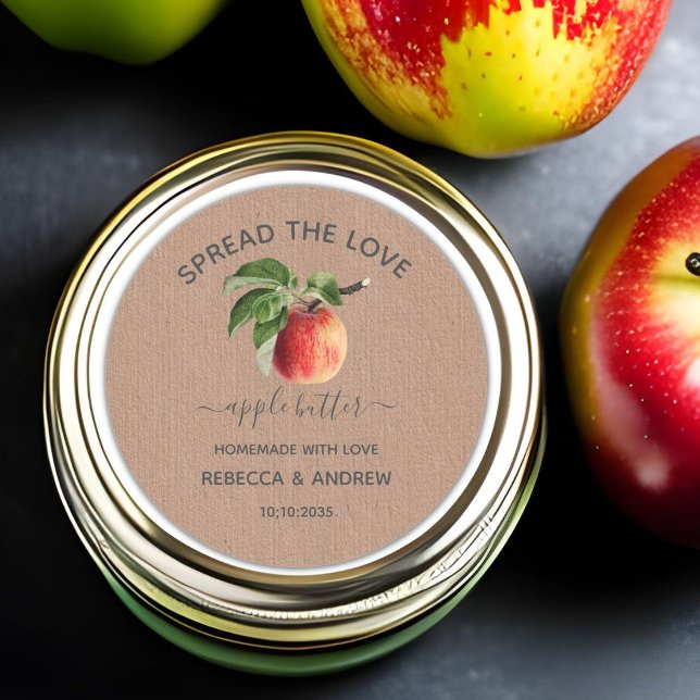 Spread The Love Apple Butter Kraft Paper Favour   Classic Round Sticker (Creator Uploaded)
