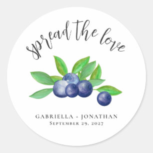 Spread The Love Blueberry Jam Wedding Favour Classic Round Sticker