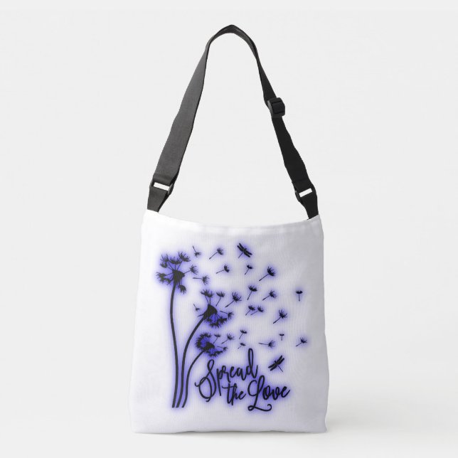 Spread The Love Dandelions and Dragonflies Crossbody Bag (Front)