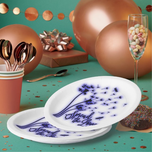 Spread The Love Dandelions and Dragonflies Paper Plate (Multi)