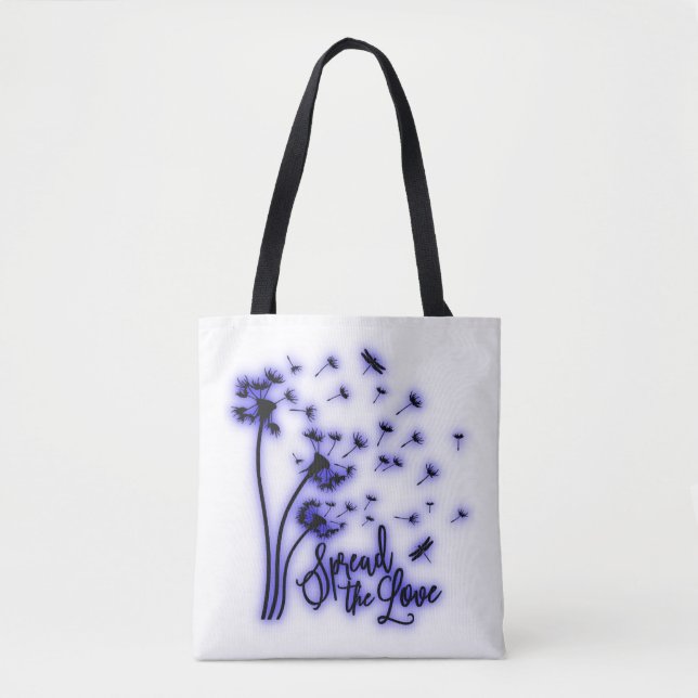 Spread The Love Dandelions and Dragonflies Tote Bag (Front)