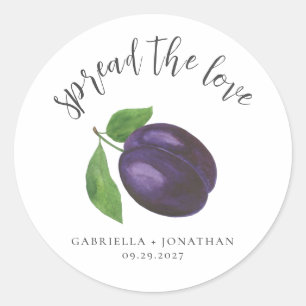 Spread The Love Plum Jam Wedding Favour  Classic Round Sticker