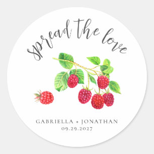 Spread The Love Raspberry Jam Wedding Favour Class Classic Round Sticker