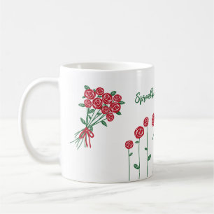 Spread the Love, Red Roses Customized Coffee Cup 