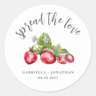 Spread The Love Strawberry Jam Wedding Favour Classic Round Sticker