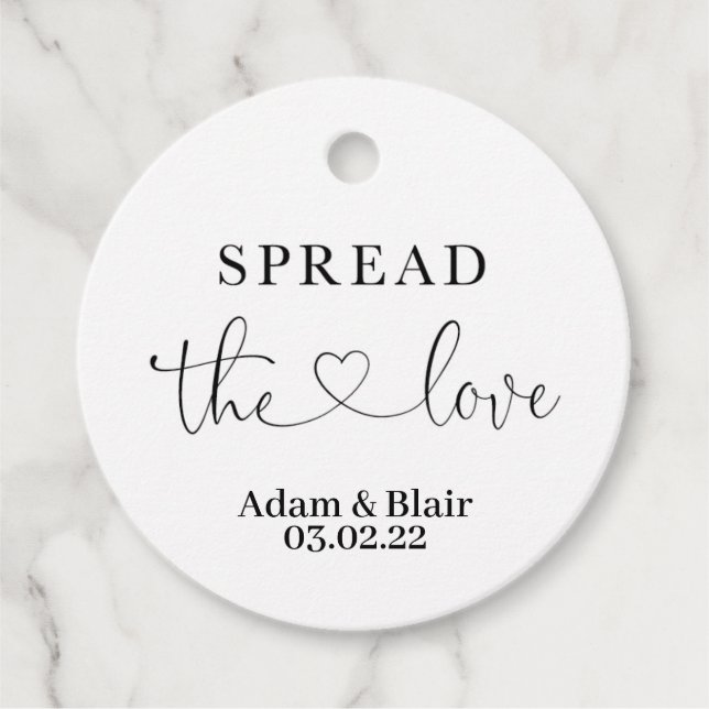 Spread the Love Wedding Circle Favour Tag Minimal (Front)