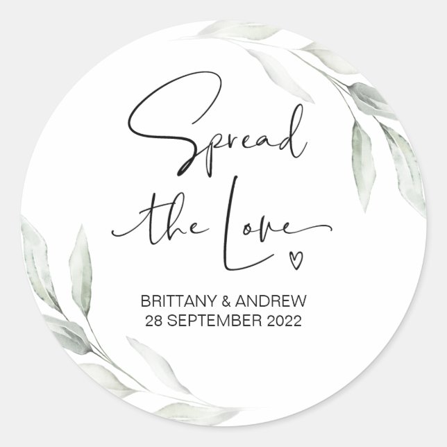 Spread the Love Wedding Favor Jam Jar Candle Classic Round Sticker (Front)