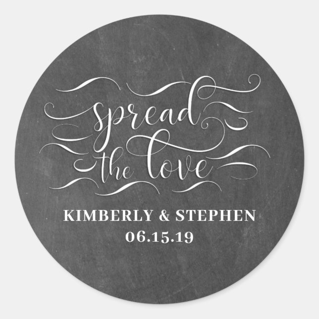 Spread The Love Wedding Favour Classic Round Sticker (Front)