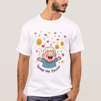Spread the Smiles – Cute & Cheerful Doodle Cartoon T-Shirt