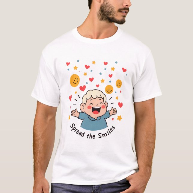 Spread the Smiles – Cute & Cheerful Doodle Cartoon T-Shirt (Front)