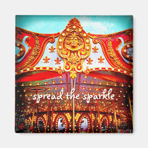 Spread the sparkle quote gold face carousel photo magnet