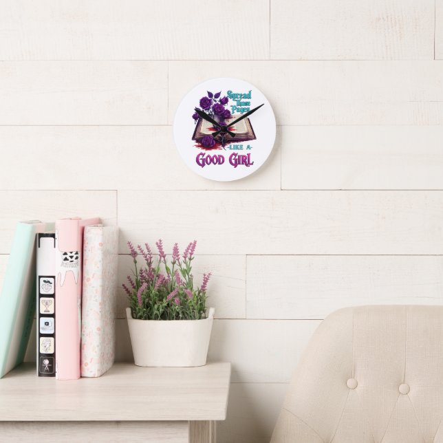 Spread Those Pages Like A Good Girl Round Clock (Reading Room)