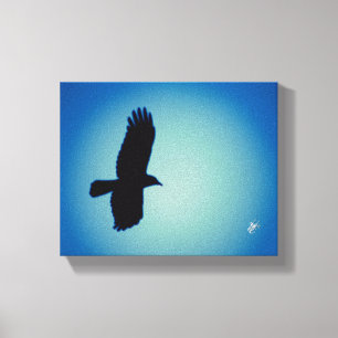 Spread Wing Bird Cyan Blue Sky Art Canvas Print