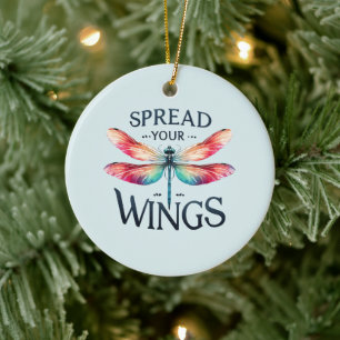 Spread Your Wings - Artistic Dragonfly Ceramic Ornament