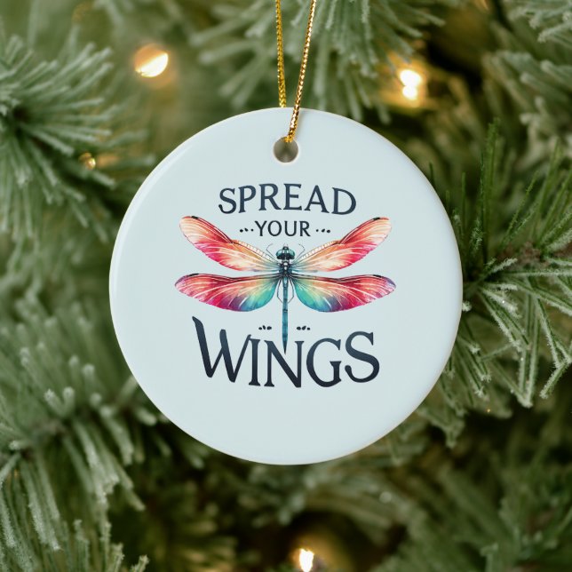 Spread Your Wings - Artistic Dragonfly Ceramic Ornament (Tree)