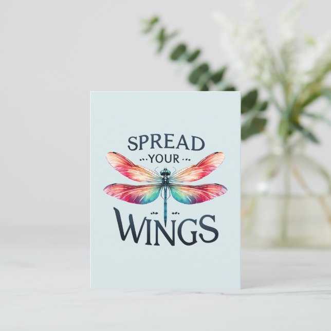 Spread Your Wings - Artistic Dragonfly Postcard (Standing Front)