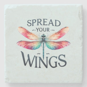 Spread Your Wings - Artistic Dragonfly Stone Coaster