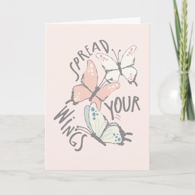 Spread Your Wings Pastel Butterflies Encouragement Card (Front)
