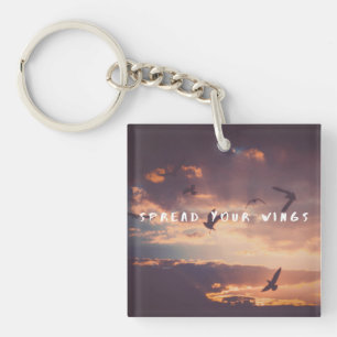 Spread your wings text key ring