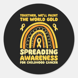 Spreading Awareness Childhood Cancer Gold Ribbon R Classic Round Sticker
