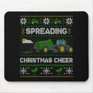 Spreading Christmas Cheer Farming Tractor Ugly Swe Mouse Pad
