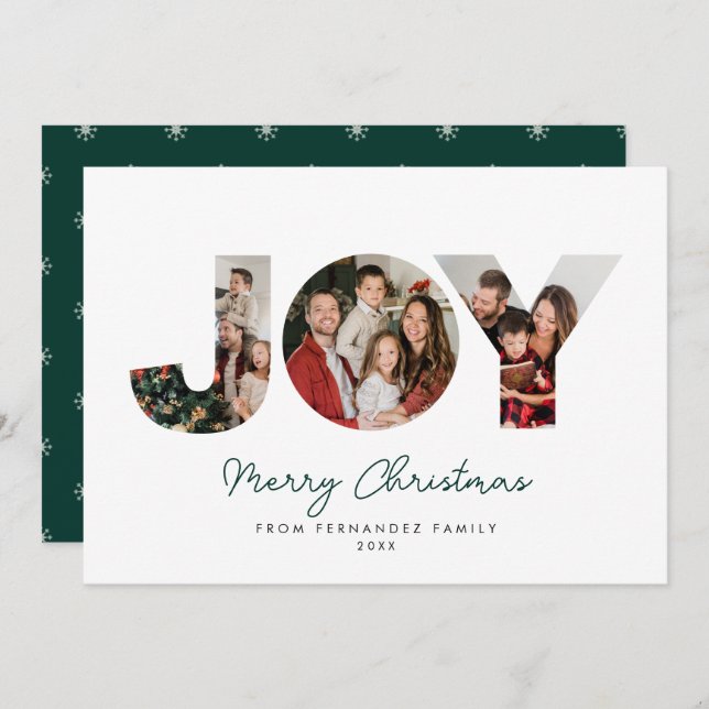 Spreading Joy Lettering Holiday Photo Collage Card (Front/Back)