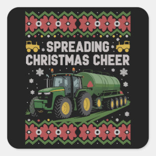 Spreading Xmas Cheer Farming Tractor Ugly Sweat Square Sticker