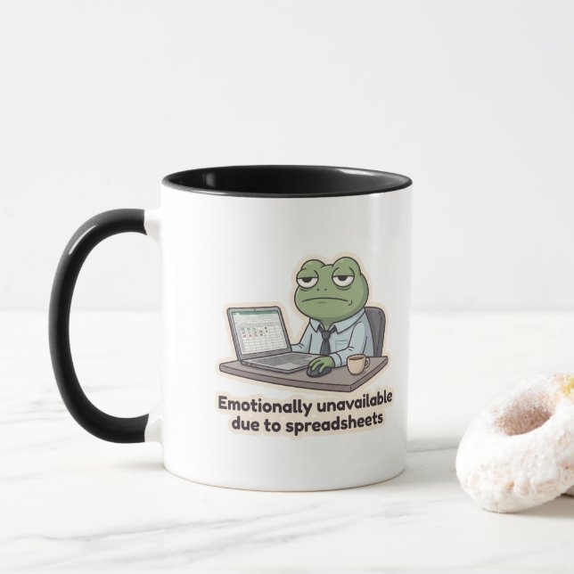 Spreadsheet Frog Funny Office Mug (With Donut)