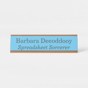 Spreadsheet Sorcerer Blue Desk Name Plate