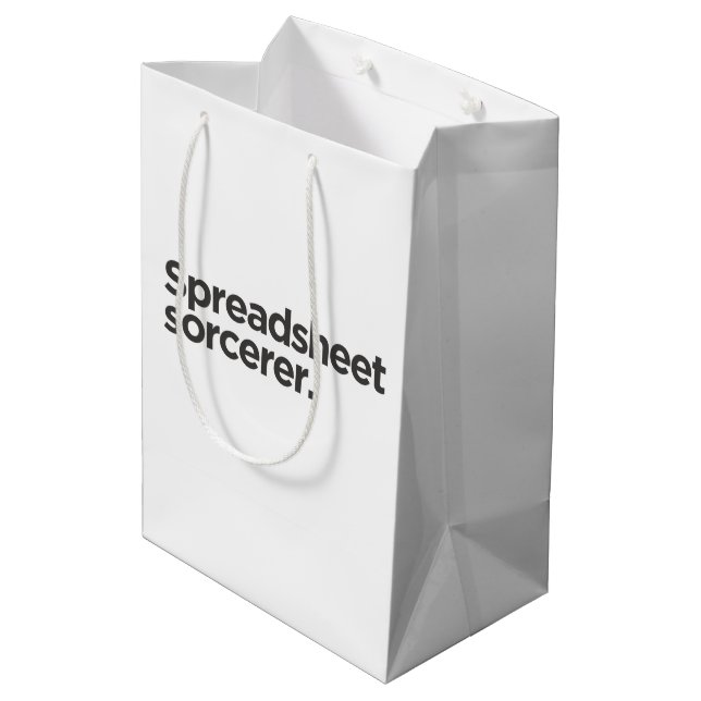 Spreadsheet Sorcerer | Funny Gift for Coworkers Medium Gift Bag (Back Angled)