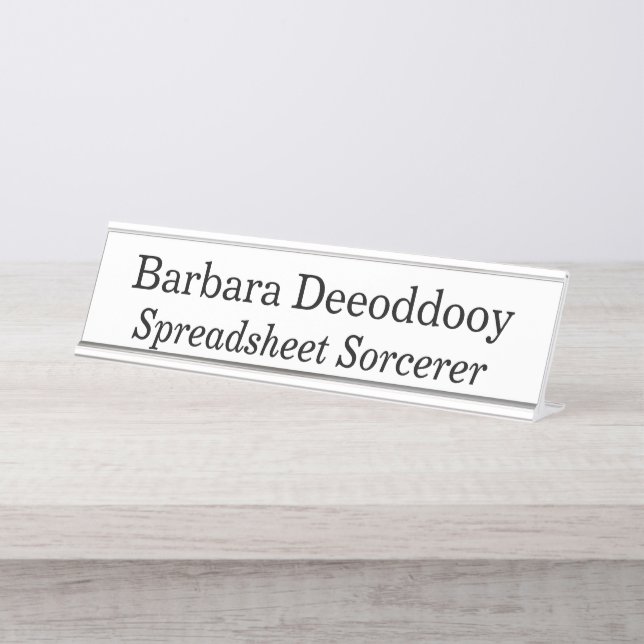 Spreadsheet Sorcerer White Desk Name Plate (Front)