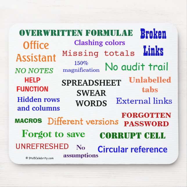 Spreadsheet Swear Words Funny Excel Gift Mouse Pad (Front)