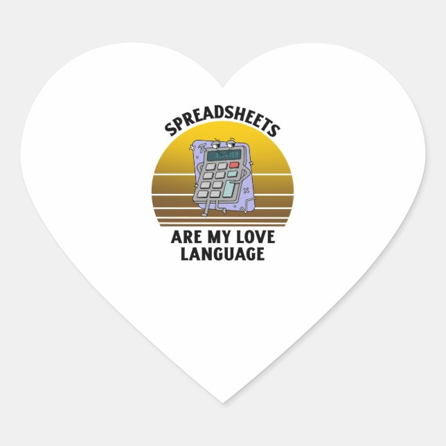 Spreadsheets are my love language heart sticker (Front)