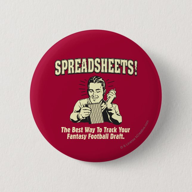 Spreadsheets: Track Your Fantasy Football Draught 6 Cm Round Badge (Front)