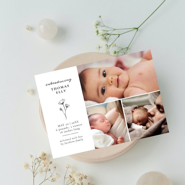  Sprig Of Greenery Photo Collage Baby Shower Thank You Card (Creator Uploaded)