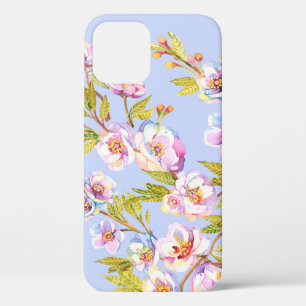 Sprigs of flowering apple or cherry trees on the b iPhone 12 case