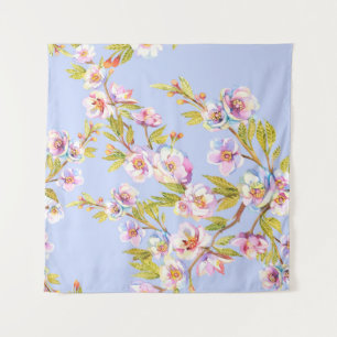 Sprigs of flowering apple or cherry trees on the b tapestry