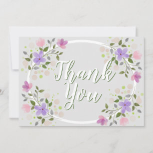 Sprigs of Flowers Framed Design Wedding Thank You Card