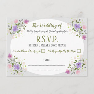 Sprigs of Flowers On a Wedding Reply Enclosure Card