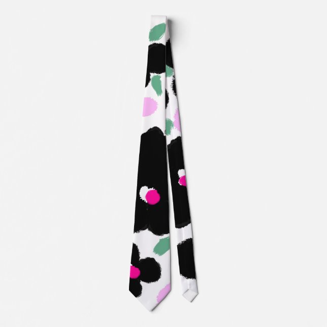 Spring 2017 black flowers Neck tie by Gemma Orte. (Front)