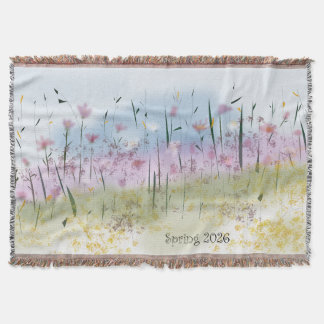 Spring 2026 Water Color Wildflower Throw Blanket